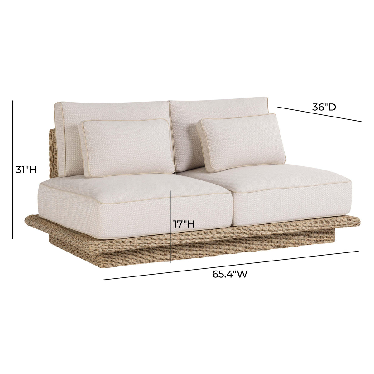 TOV Furniture Mora Cream 65in Outdoor Sofa