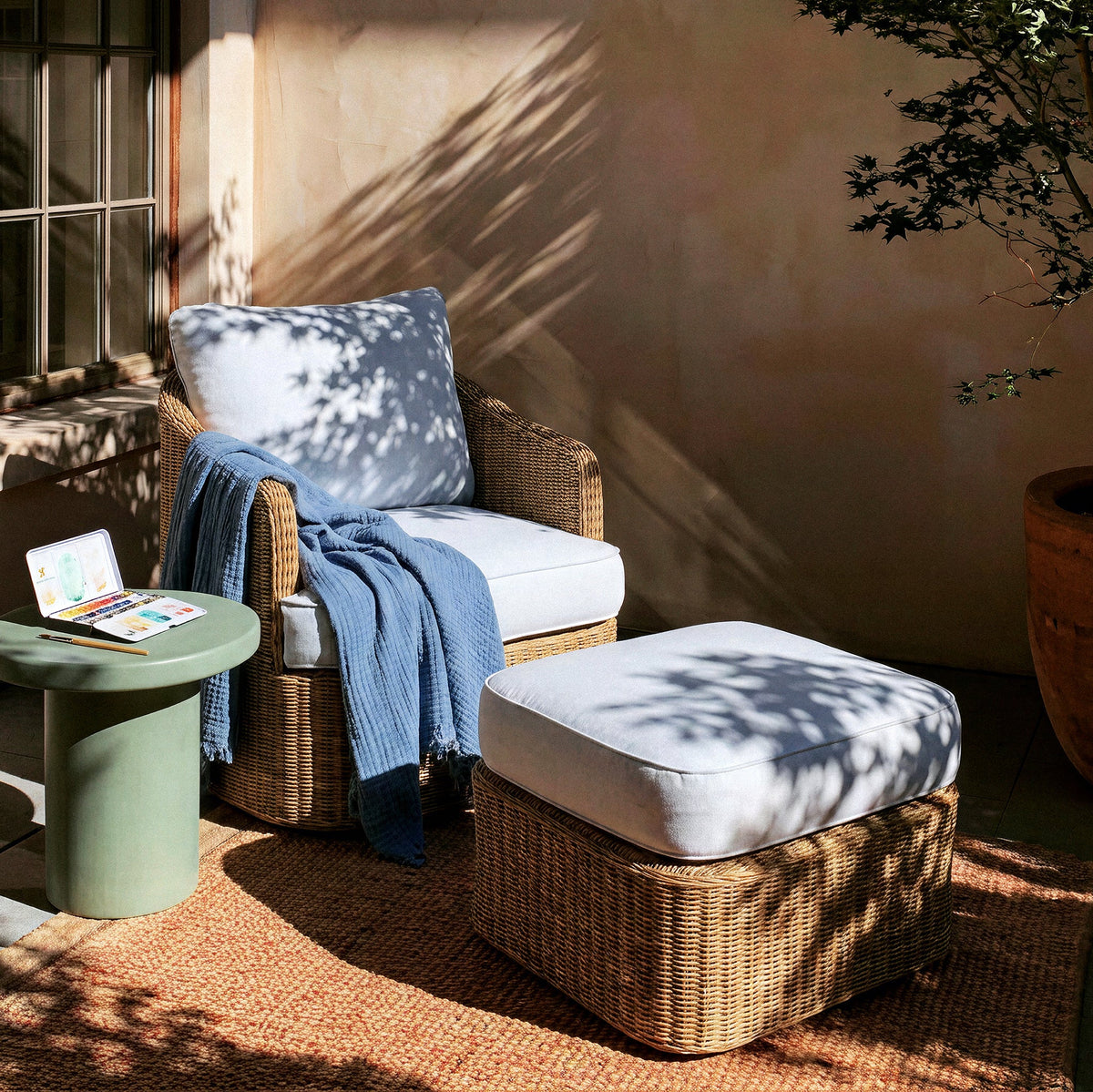 TOV Furniture Axel Blue Boucle Outdoor Accent Chair