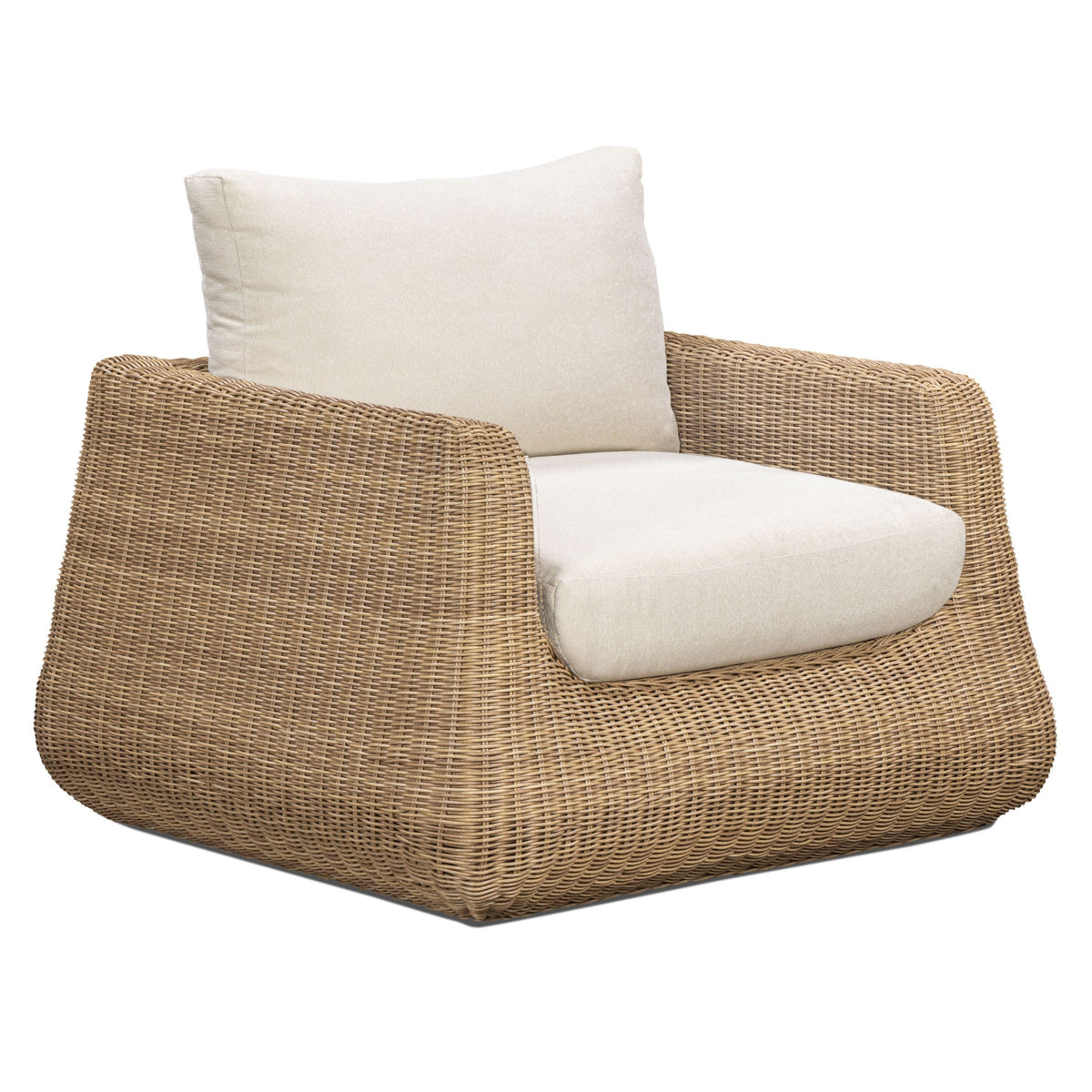 TOV Furniture Dana Cream Outdoor Accent Chair in cream boucle and wicker, primary product view
