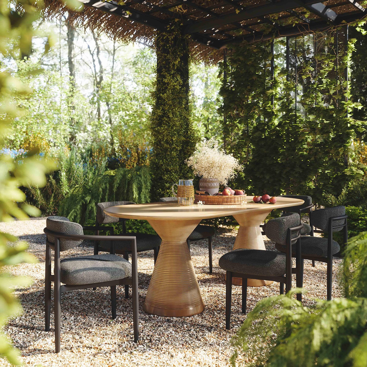 TOV Furniture Annika Textured Outdoor Dining Arm Chair