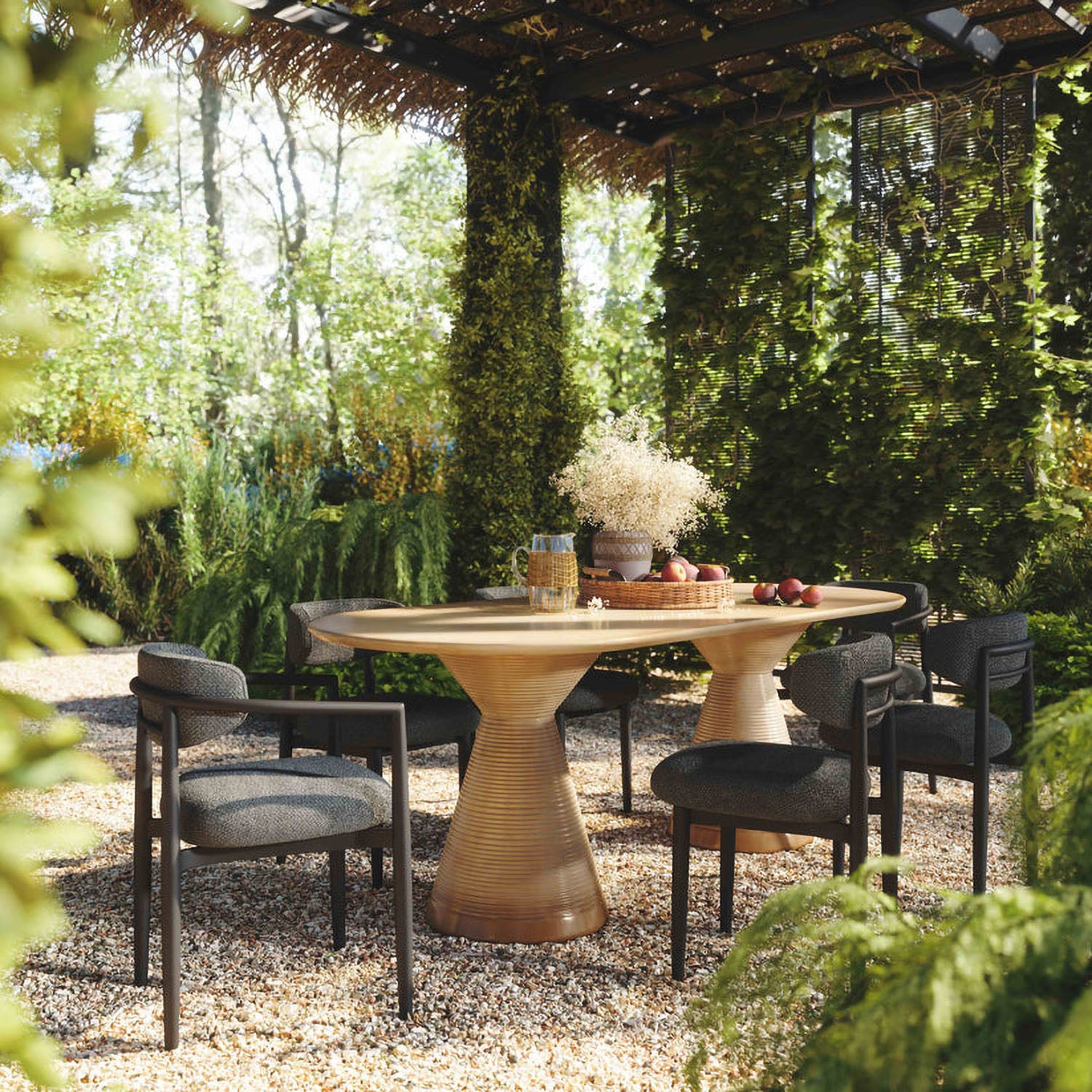 TOV Furniture Annika Black Textured Outdoor Dining Side Chair