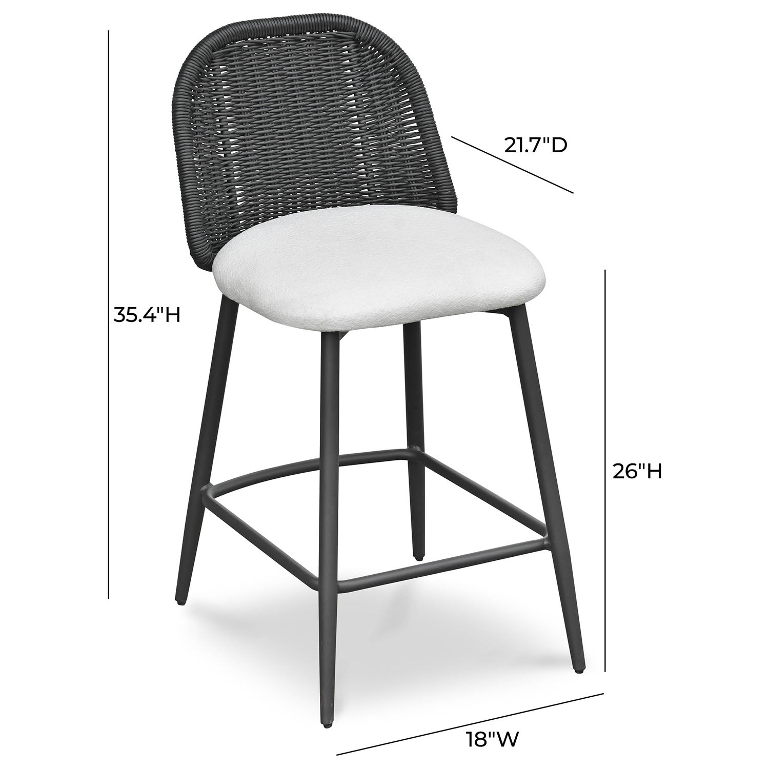 TOV Furniture Alexa Black Rattan Performance Counter Stool