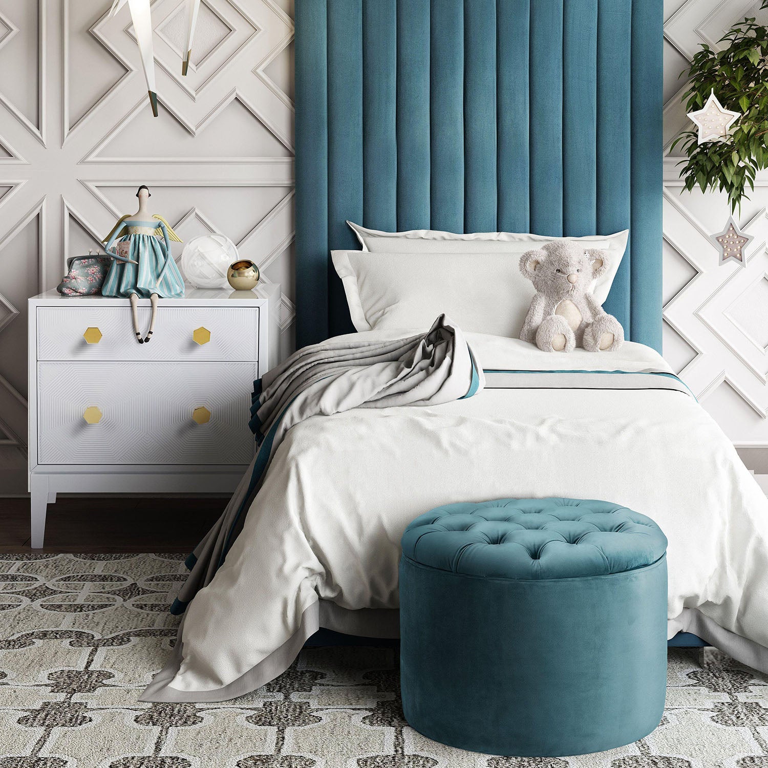 TOV Furniture Queen Velvet Storage Ottoman