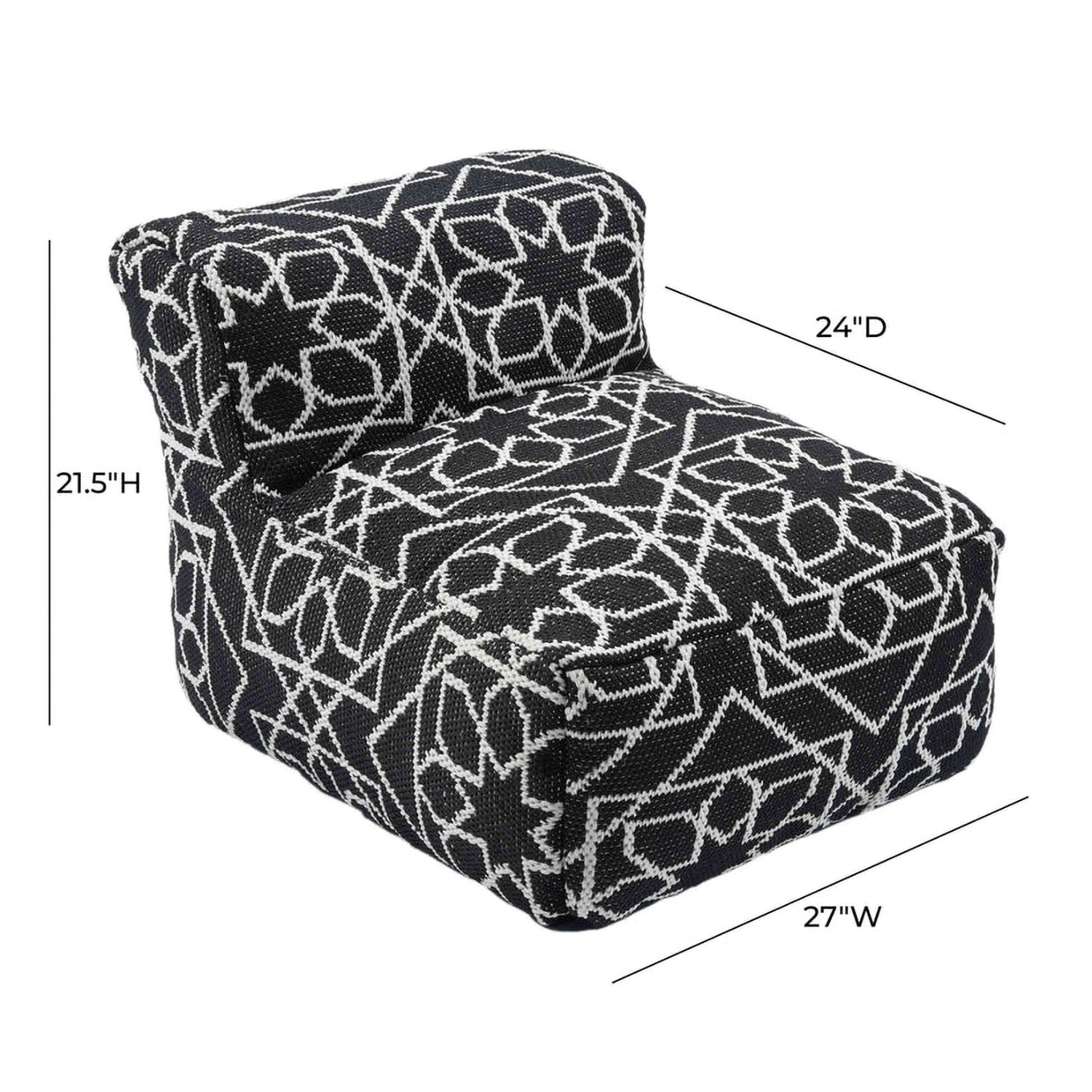TOV Furniture Chiara Indoor/Outdoor Black Accent Pouf