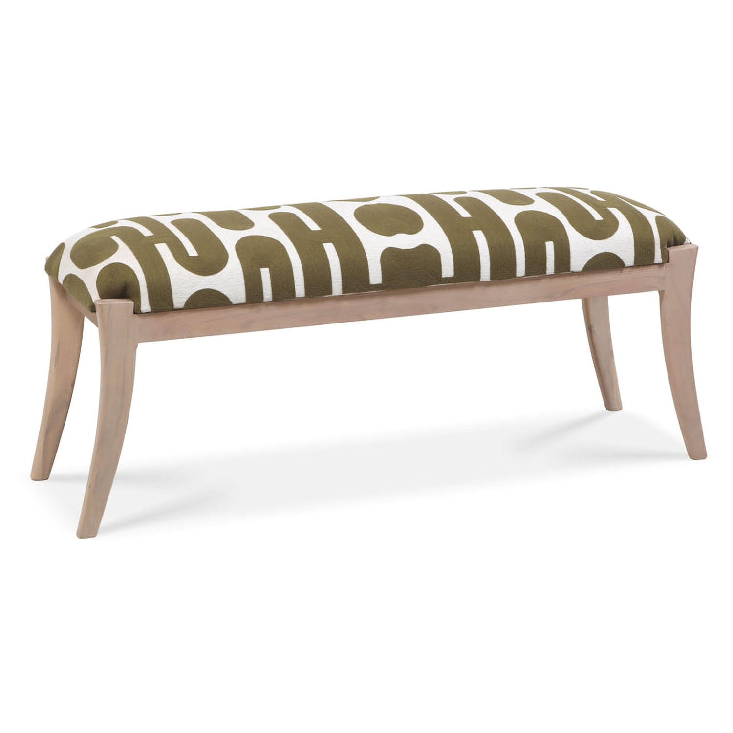TOV Furniture Arielle Olive & White Embroidered Bench