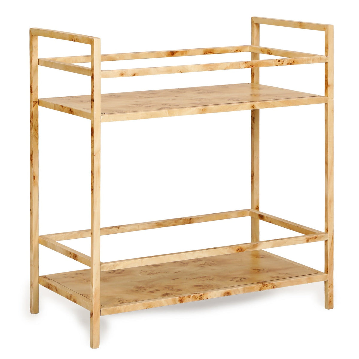 TOV Furniture Destin Natural Burl Bar Cart in natural burl veneer, primary product view