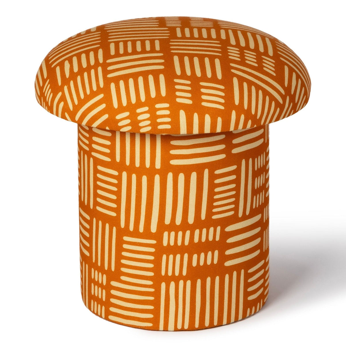 TOV Furniture Lucy Rust Orange Mushroom Stool in rust orange printed cotton, primary product view