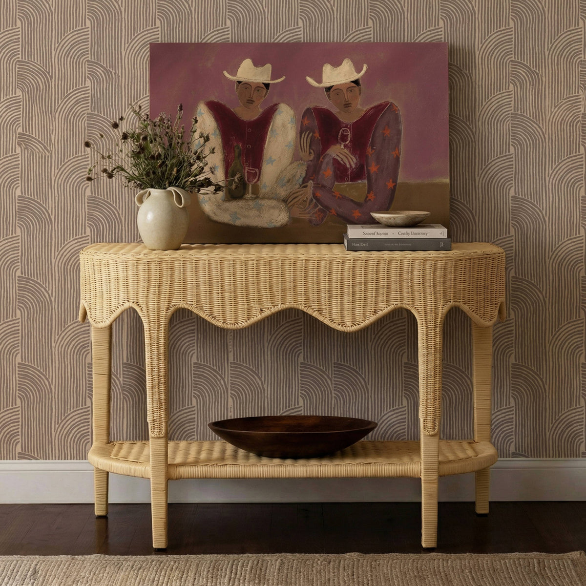 TOV Furniture Sally Natural Rattan Console Table