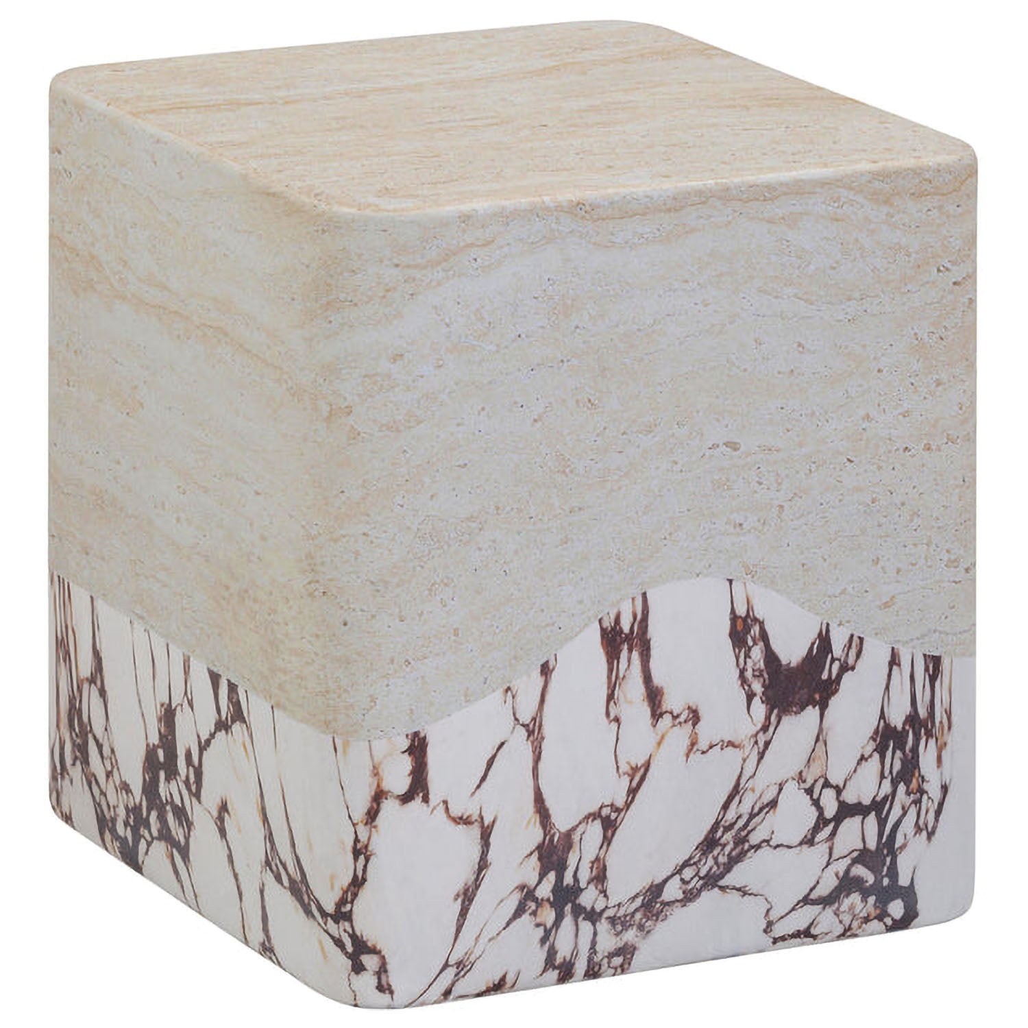 TOV Furniture Brut Travertine & Breccia Concrete Indoor/Outdoor Side Table