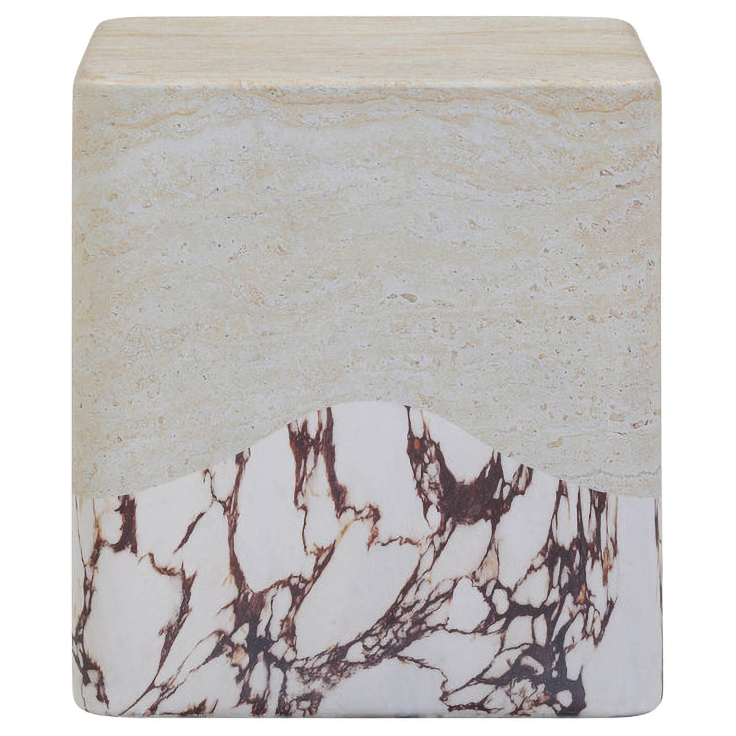 TOV Furniture Brut Travertine & Breccia Concrete Indoor/Outdoor Side Table