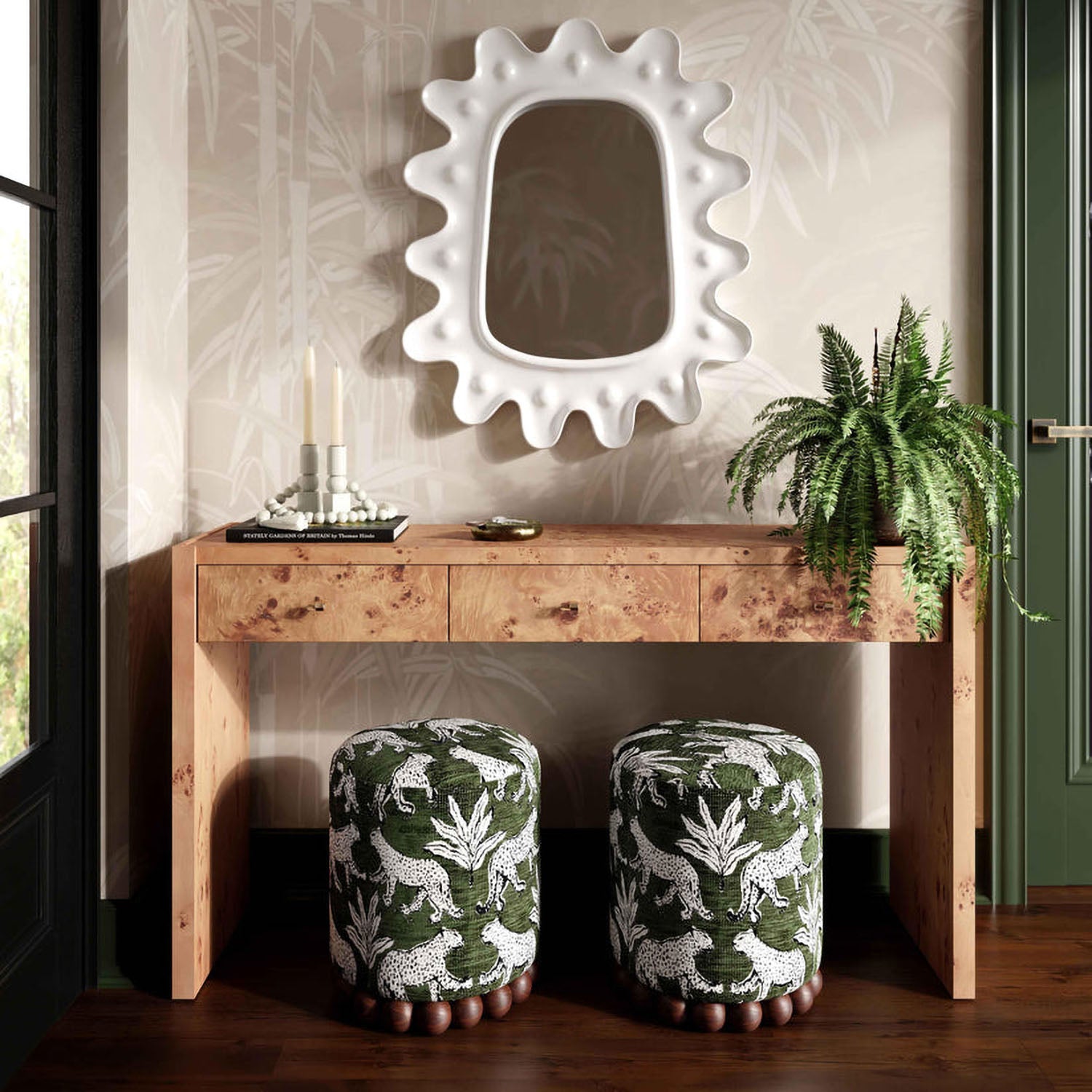 TOV Furniture Brandyss Honey Burl Console Table