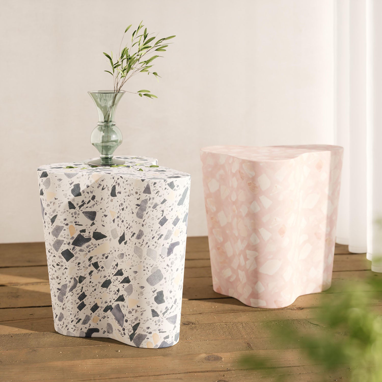 TOV Furniture Slab Terrazzo Side Table