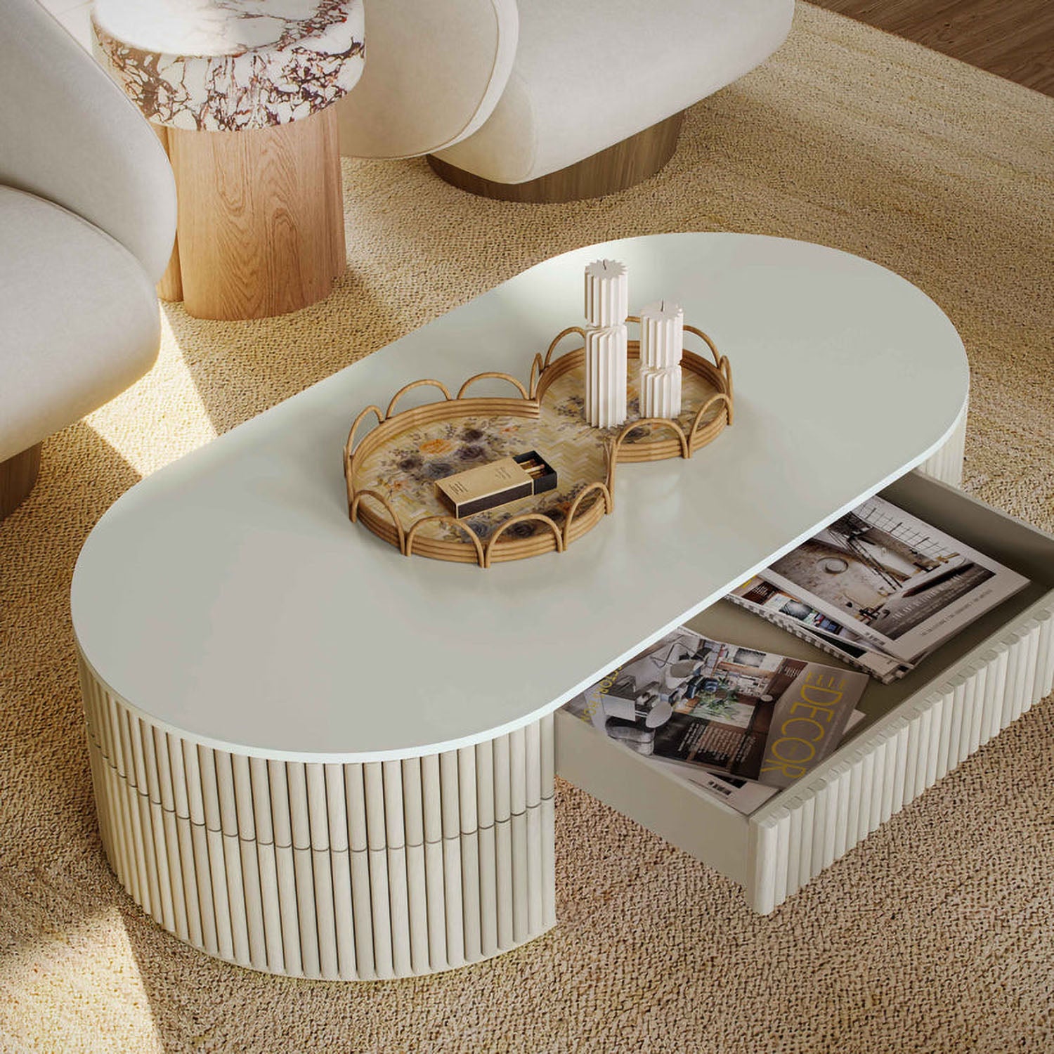 TOV Furniture Bella Cream Large Storage Coffee Table