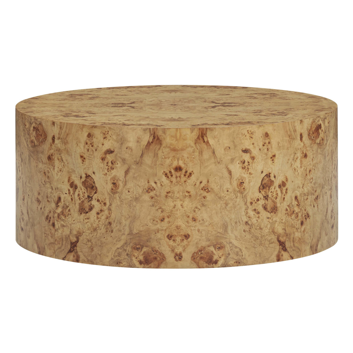 TOV Furniture Fig Natural Burl Drum Round Coffee Table in Natural MDF, primary product view