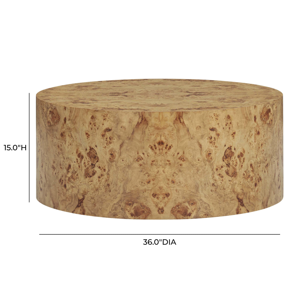 TOV Furniture Fig Natural Burl Drum Round Coffee Table