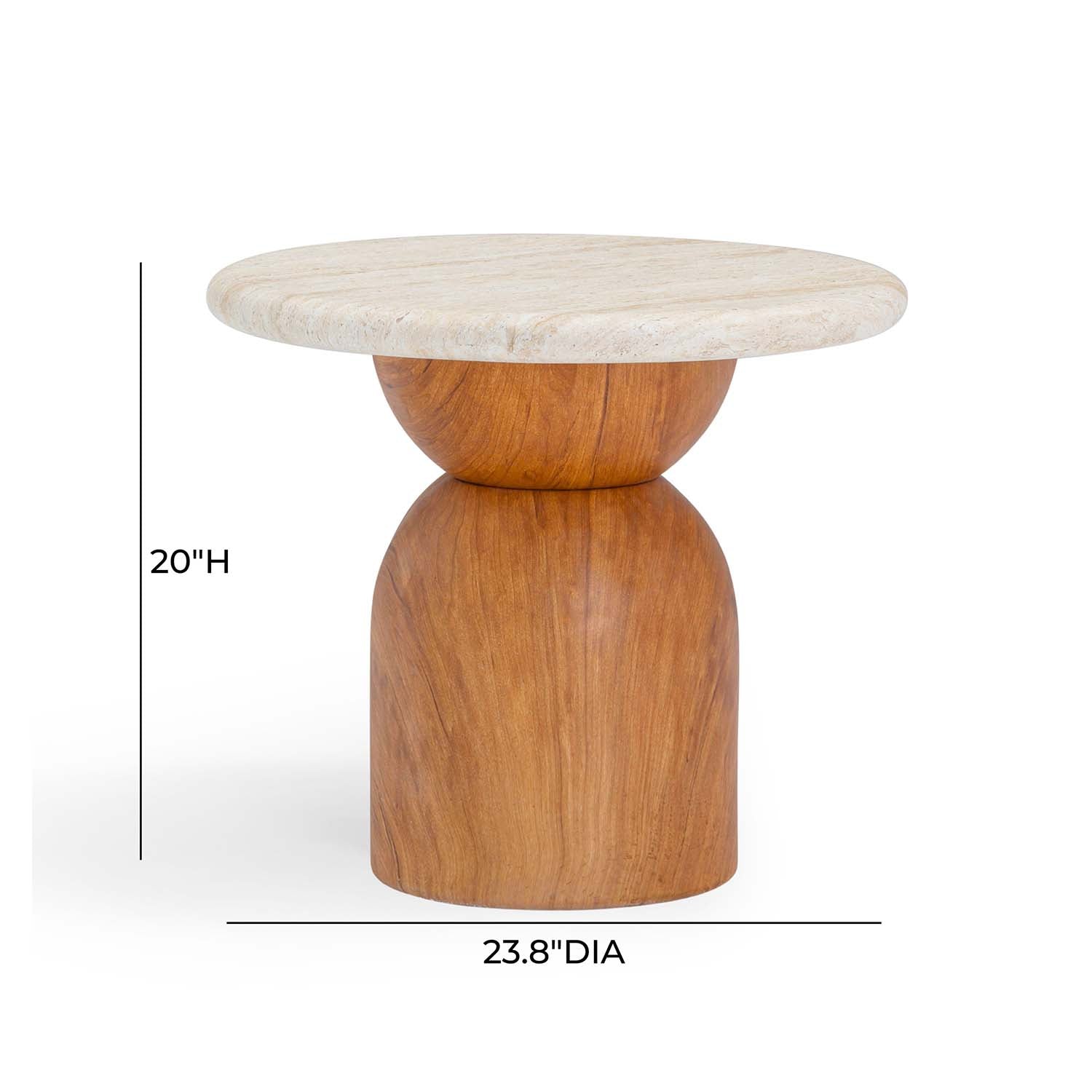 TOV Furniture Cynthia Travertine Concrete Indoor/Outdoor Side Table