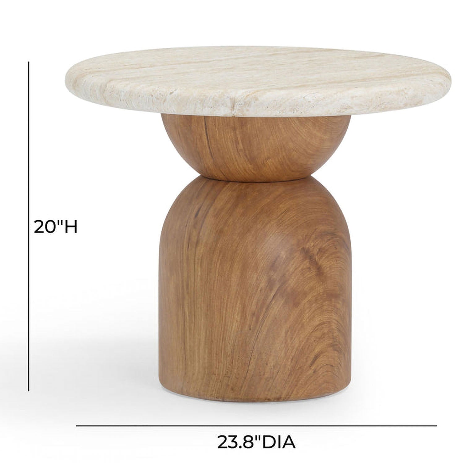 TOV Furniture Cynthia Travertine Concrete Indoor/Outdoor Side Table