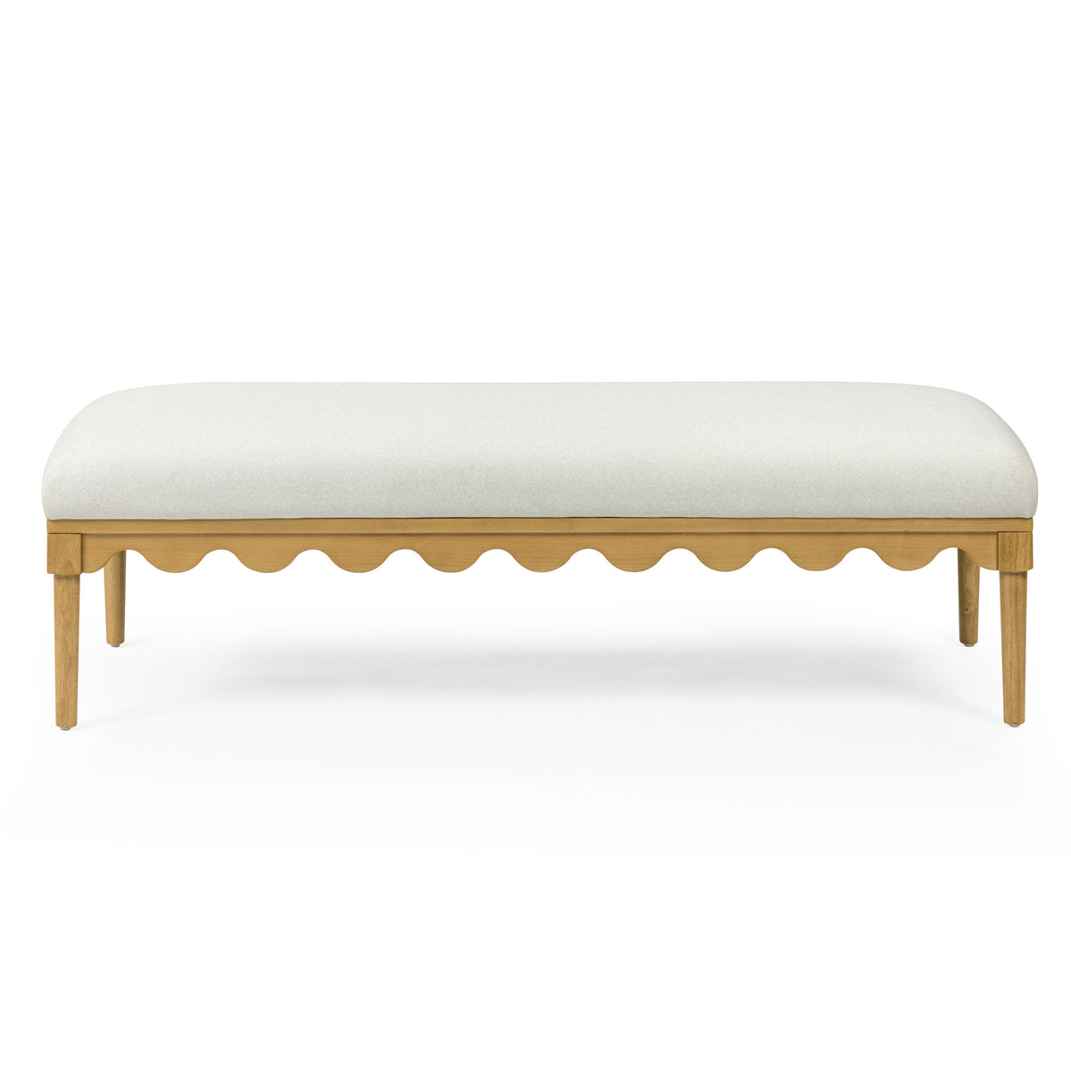 TOV Furniture Oodle 56.5" Performance Vegan Mohair Bench in Cream Fabric, primary product view