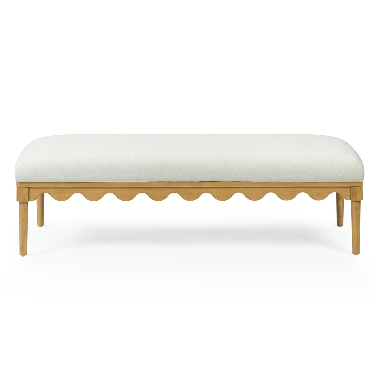 TOV Furniture Oodle 56.5" Performance Vegan Mohair Bench in Cream Fabric, primary product view