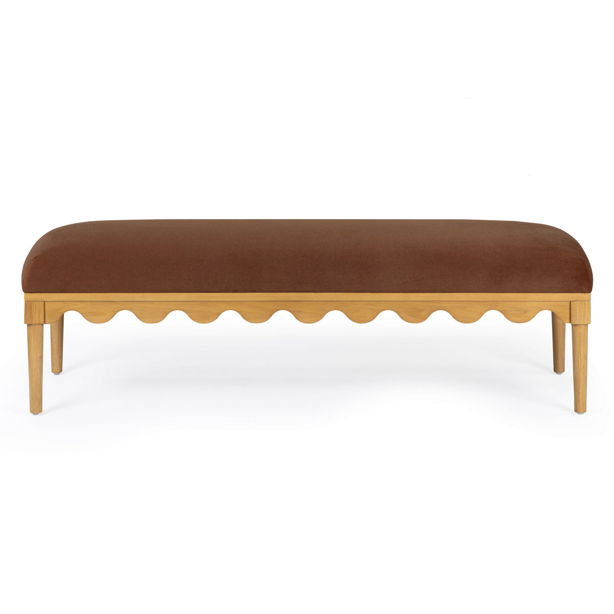 TOV Furniture Oodle 56.5" Performance Vegan Mohair Bench in Bronze Fabric, primary product view