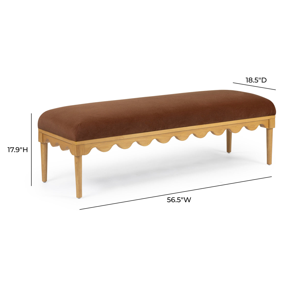 TOV Furniture Oodle Bronze Performance Vegan Mohair Bench