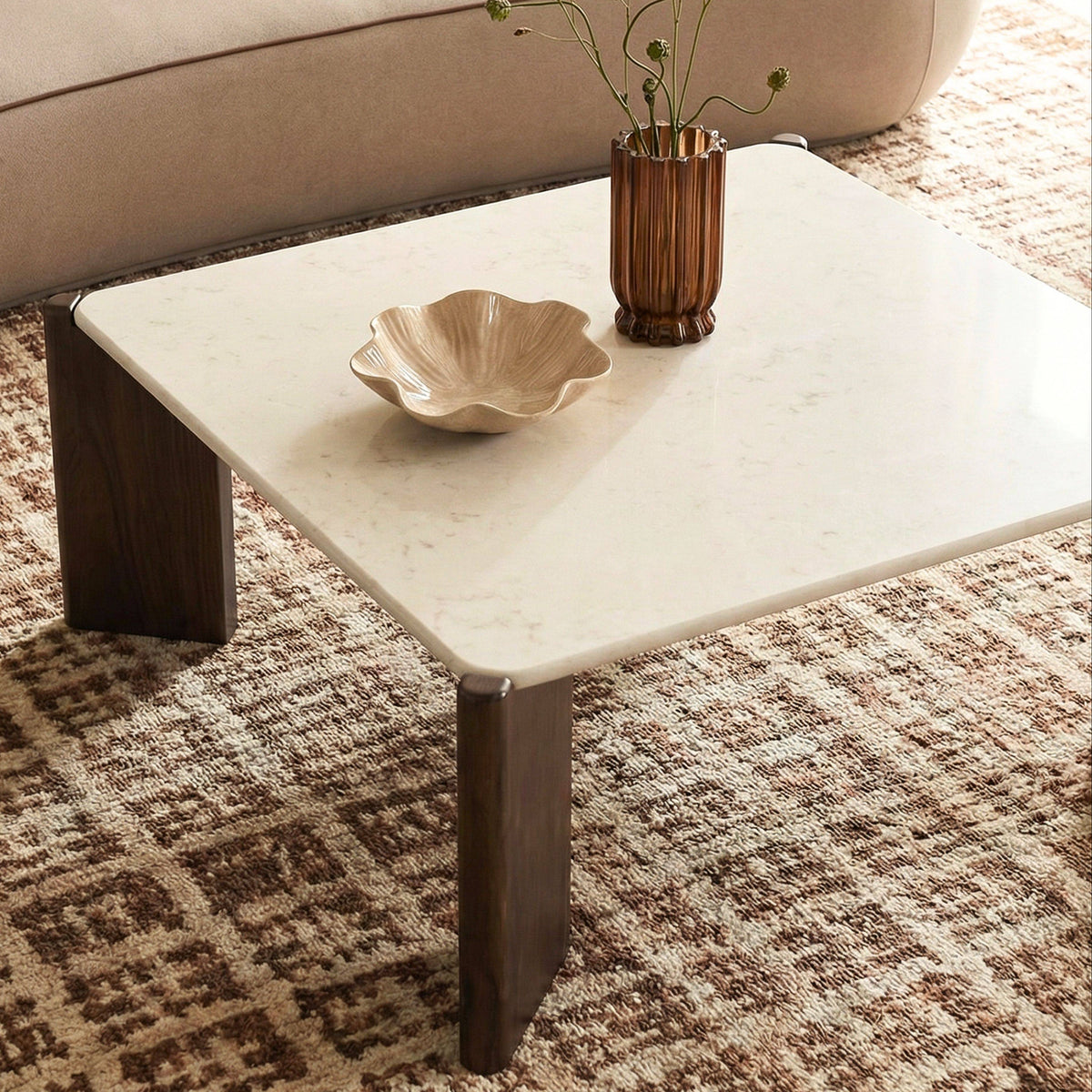TOV Furniture Restis Cream Quartz 33.5in Square Coffee Table