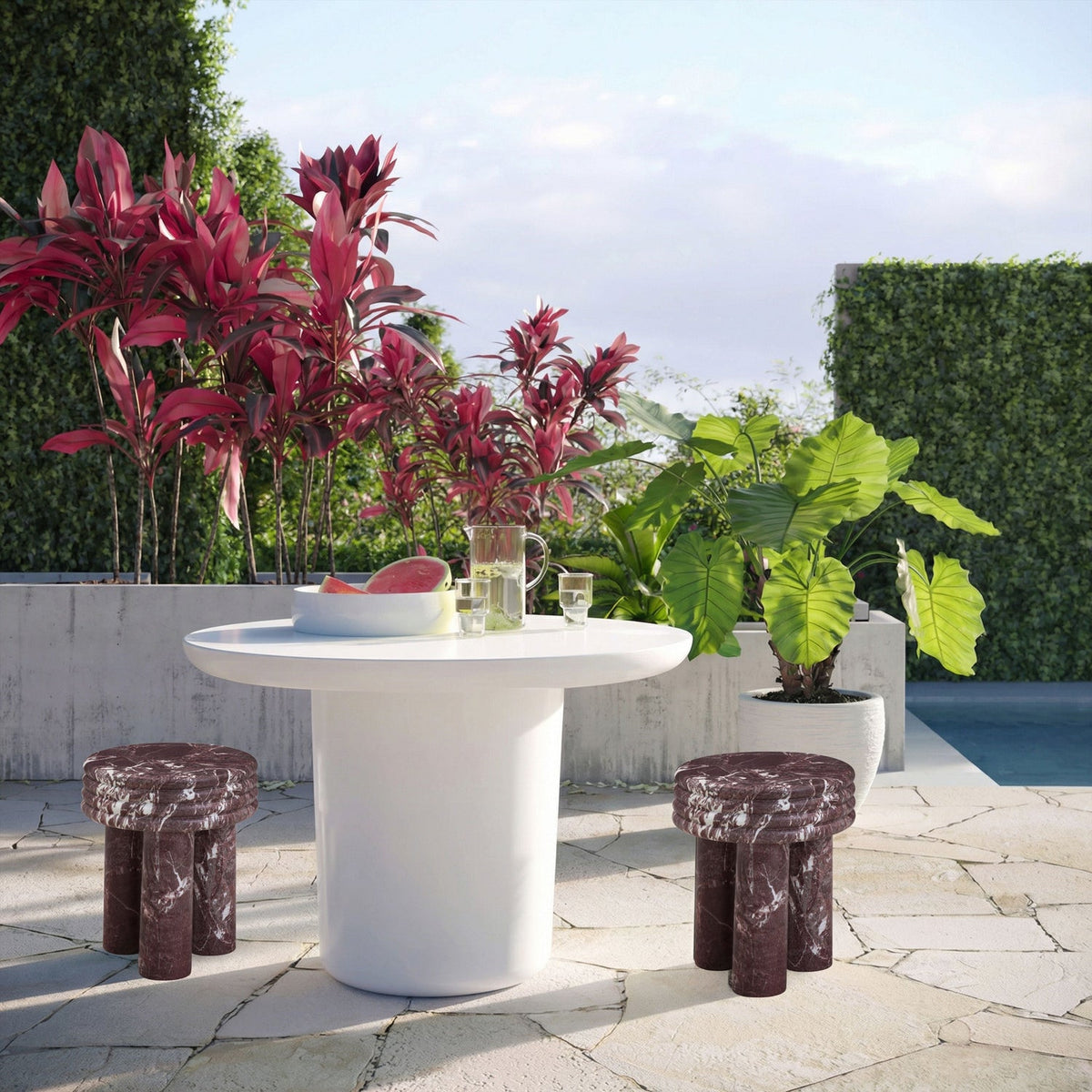 TOV Furniture Delta Concrete Round Indoor/Outdoor Side Table