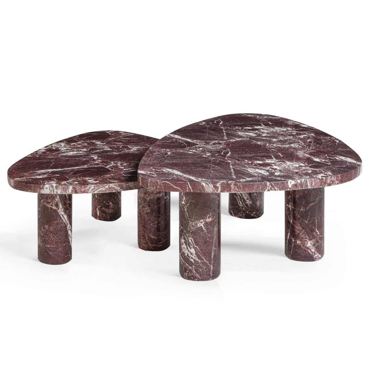 TOV Furniture Libby Faux Red Levanto Marble Indoor/Outdoor Nesting Coffee Table Set
