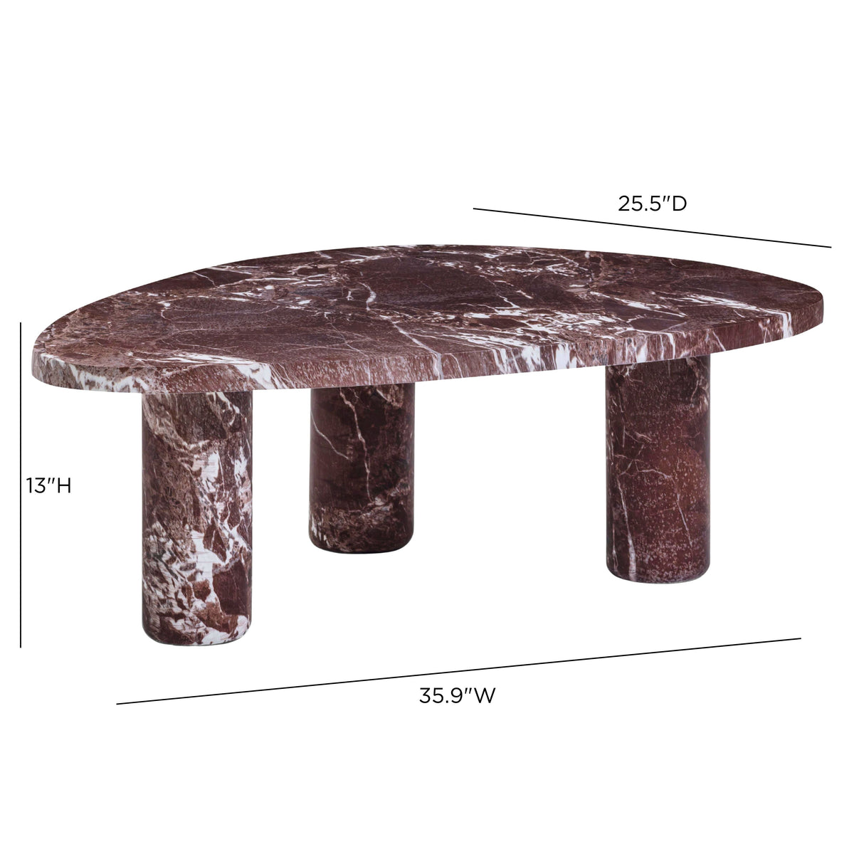 TOV Furniture Libby Faux Red Levanto Marble Indoor/Outdoor Coffee Table