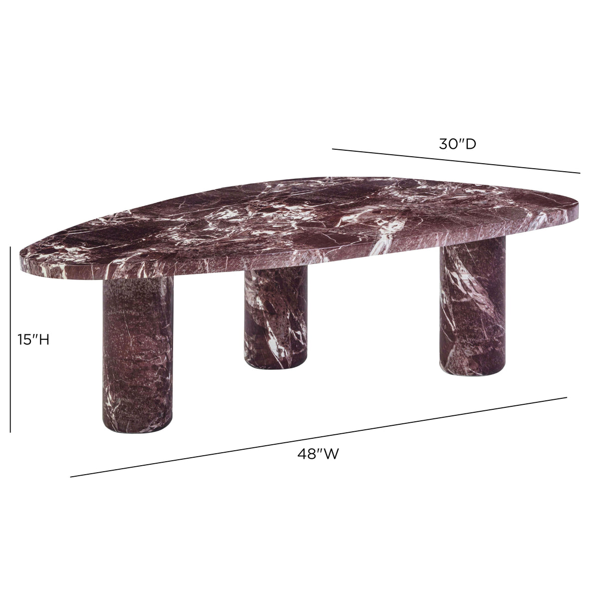TOV Furniture Libby Faux Red Levanto Marble Indoor/Outdoor Coffee Table