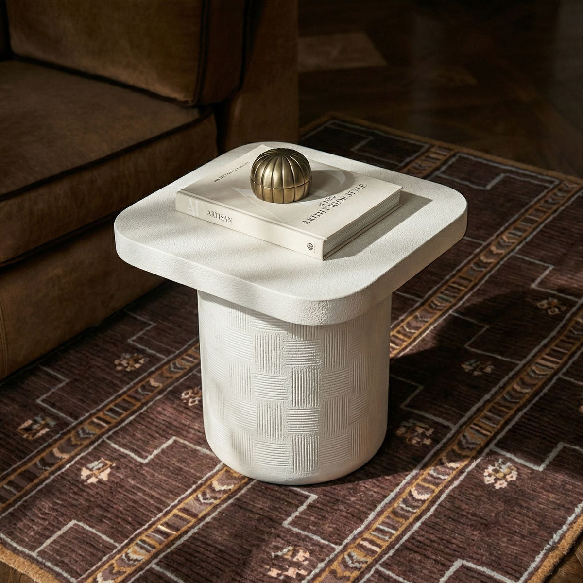 TOV Furniture Suraya Ivory Concrete Indoor/Outdoor Side Table