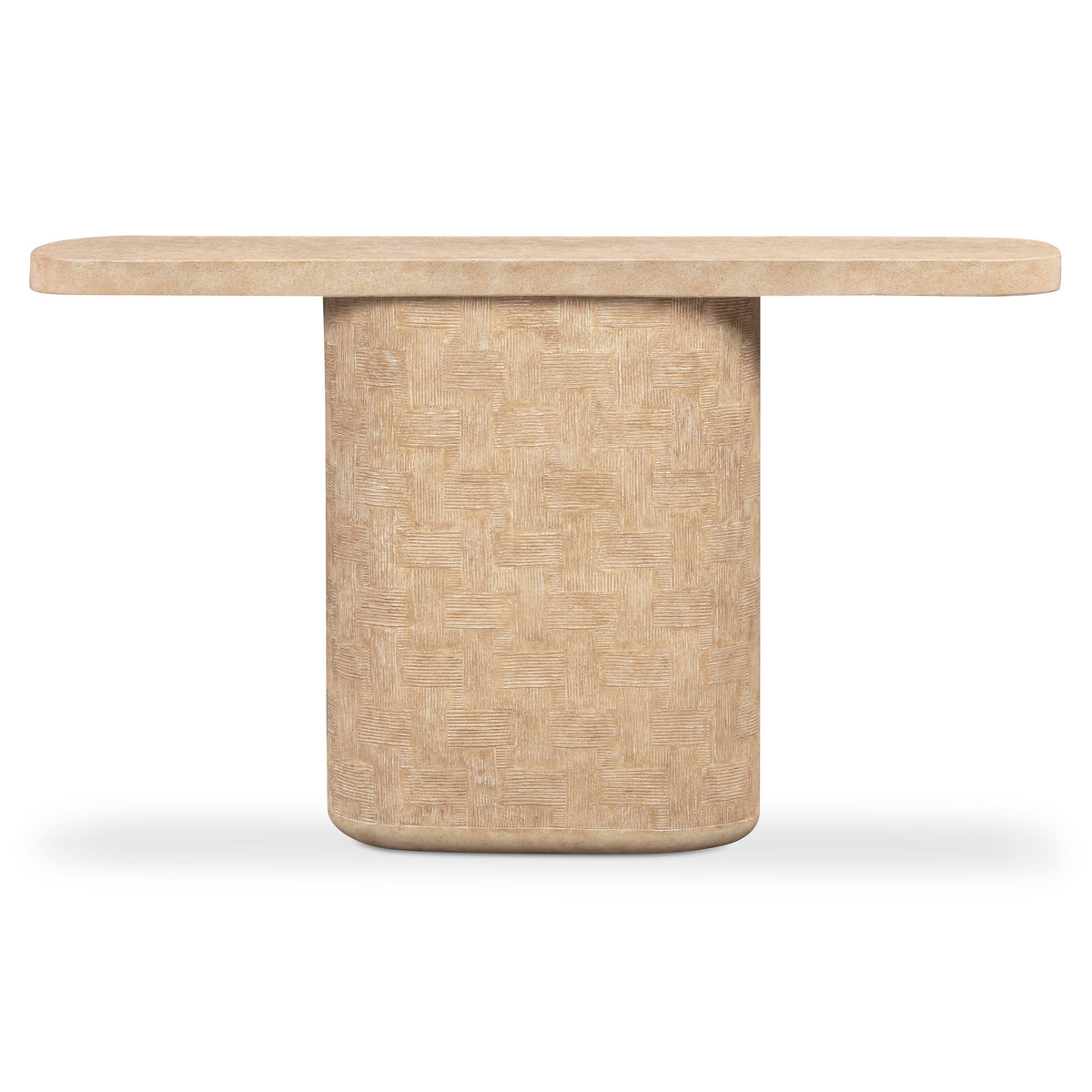 TOV Furniture Suraya 55 inch Indoor Outdoor Concrete Console Table in faux travertine concrete, primary product view