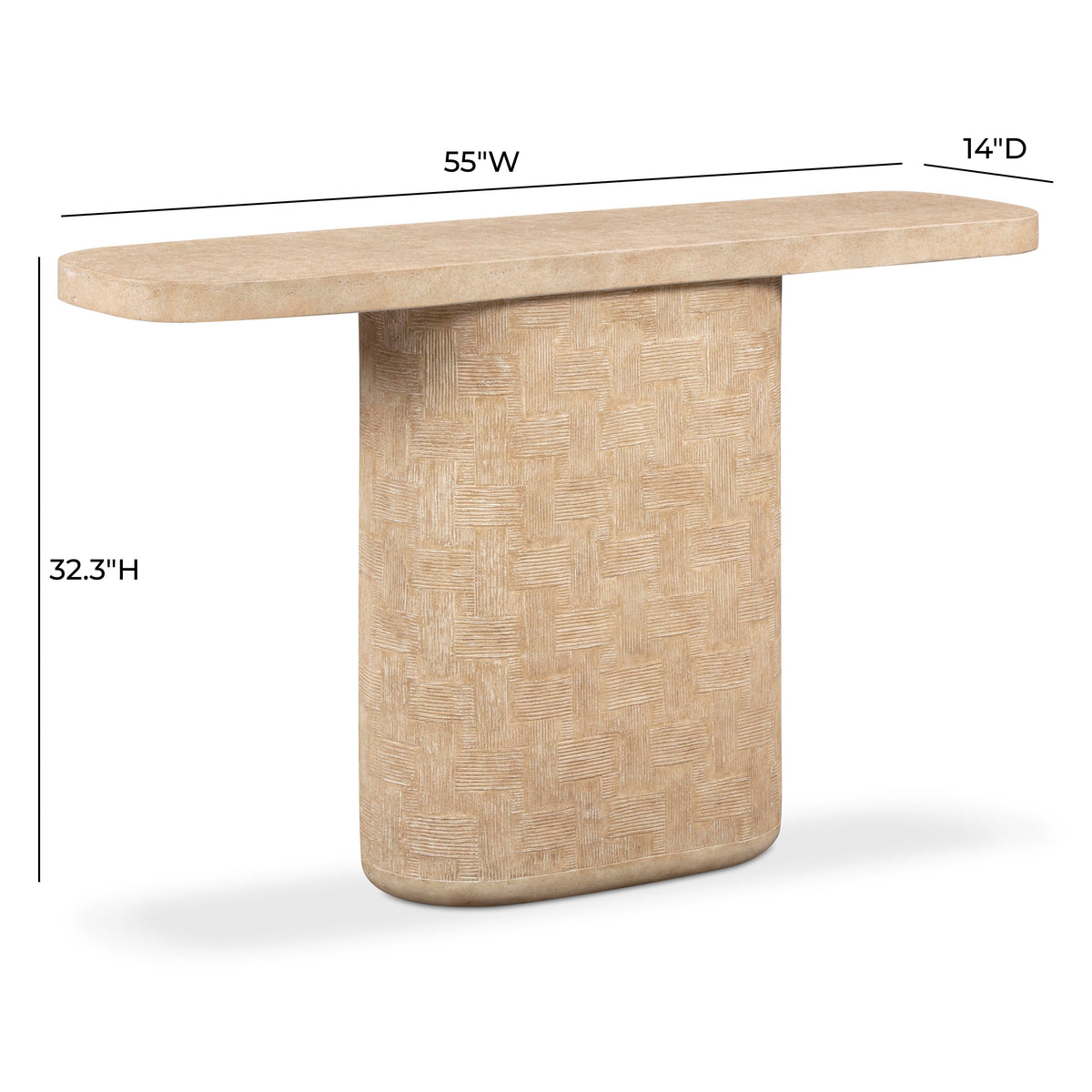TOV Furniture Suraya Faux Travertine Concrete Indoor/Outdoor Console Table