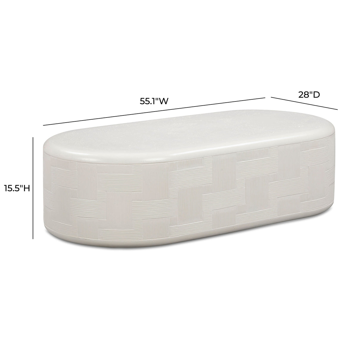 TOV Furniture Suraya Ivory Concrete Rounded Indoor/Outdoor Coffee Table