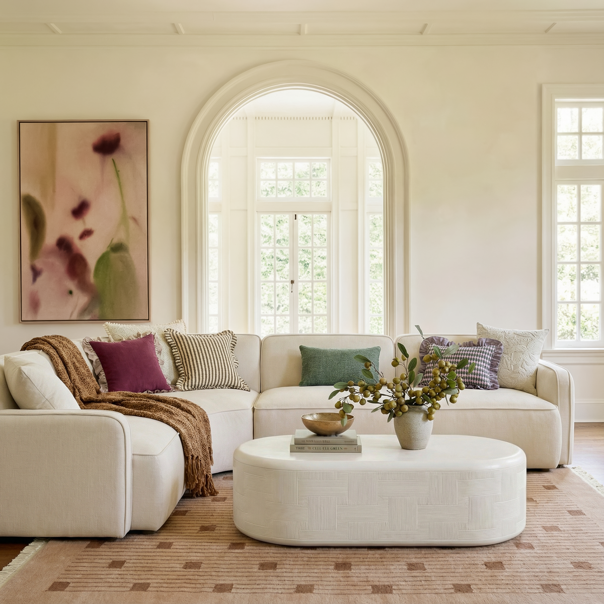 TOV Furniture Suraya Ivory Concrete Rounded Indoor/Outdoor Coffee Table