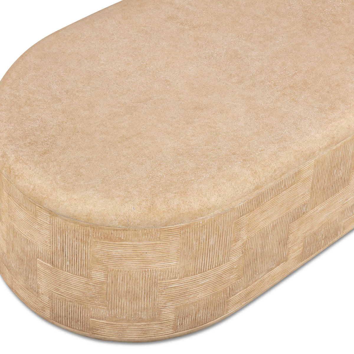 TOV Furniture Suraya Faux Travertine Concrete Rounded Indoor/Outdoor Coffee Table