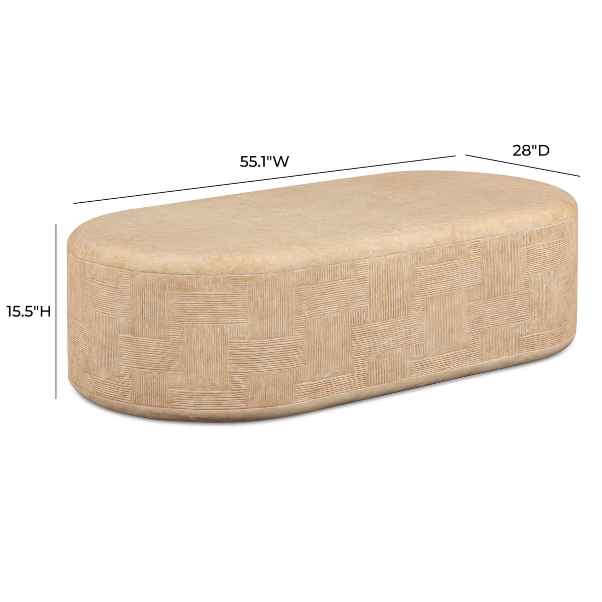 TOV Furniture Suraya Faux Travertine Concrete Rounded Indoor/Outdoor Coffee Table