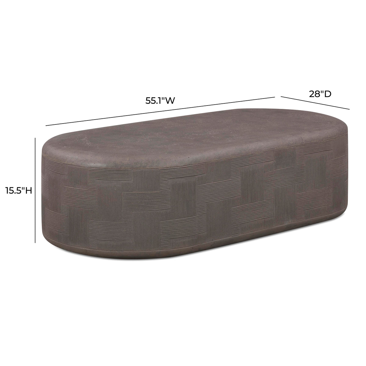 TOV Furniture Suraya Dark Umber Concrete Rounded Indoor/Outdoor Coffee Table