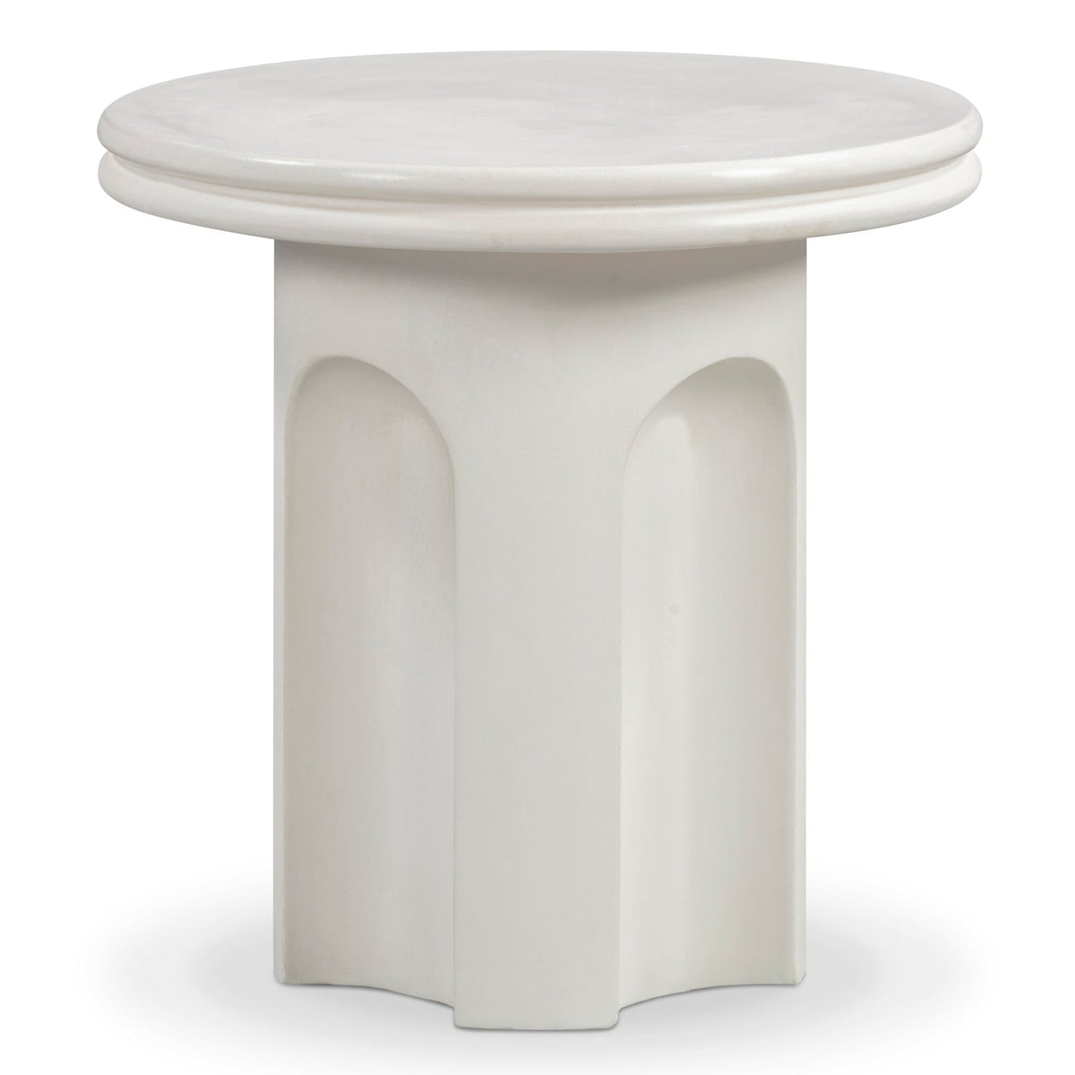 TOV Furniture Cassandra Ivory Concrete Indoor/Outdoor Side Table in ivory concrete with an arched base, primary product view