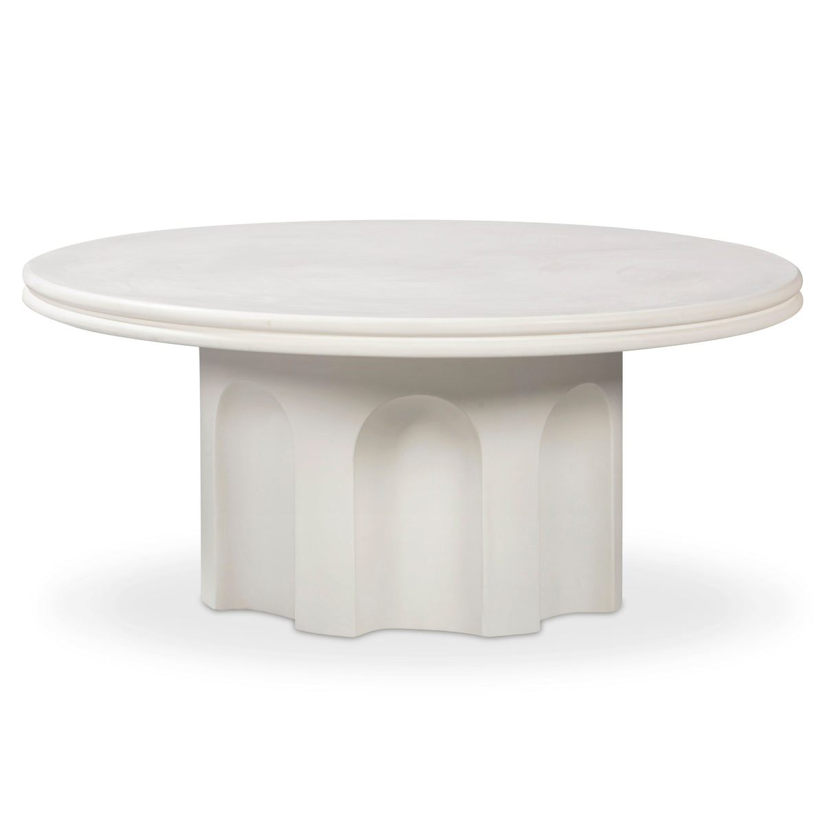TOV Furniture Cassandra 38in Ivory Concrete Round Indoor/Outdoor Coffee Table in ivory concrete finish, primary product view