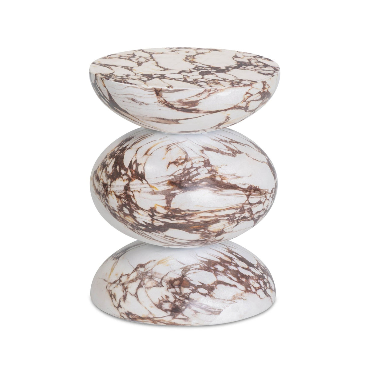 TOV Furniture Pia Red Faux Marble Concrete Indoor/Outdoor Side Table