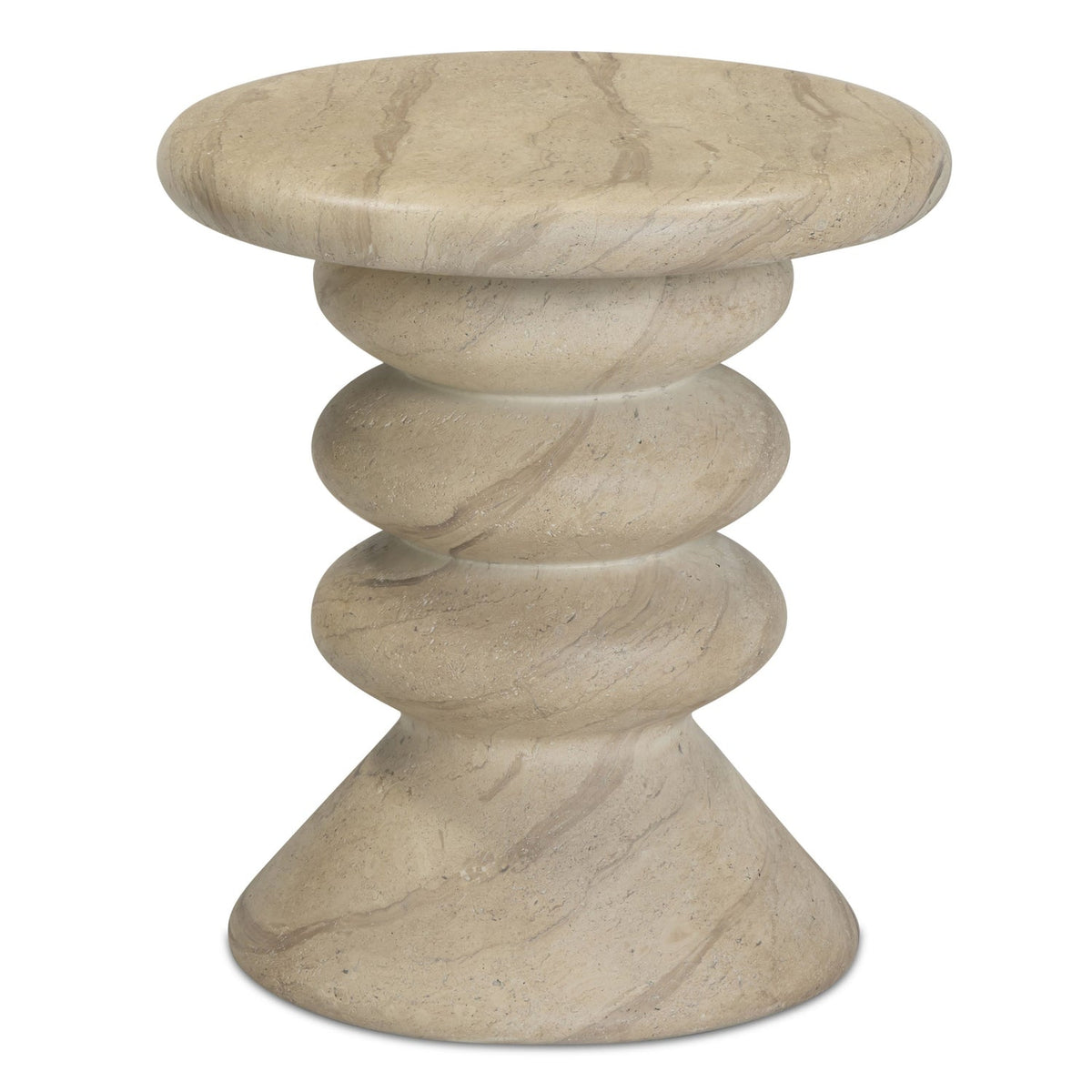 TOV Furniture Hyre Faux Travertine Concrete Indoor/Outdoor Side Table in faux travertine concrete, primary product view
