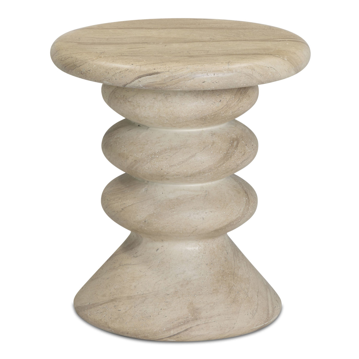 TOV Furniture Hyre Faux Travertine Concrete Indoor/Outdoor Side Table
