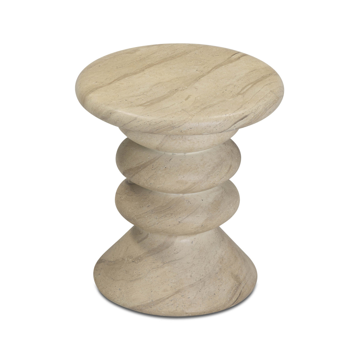 TOV Furniture Hyre Faux Travertine Concrete Indoor/Outdoor Side Table