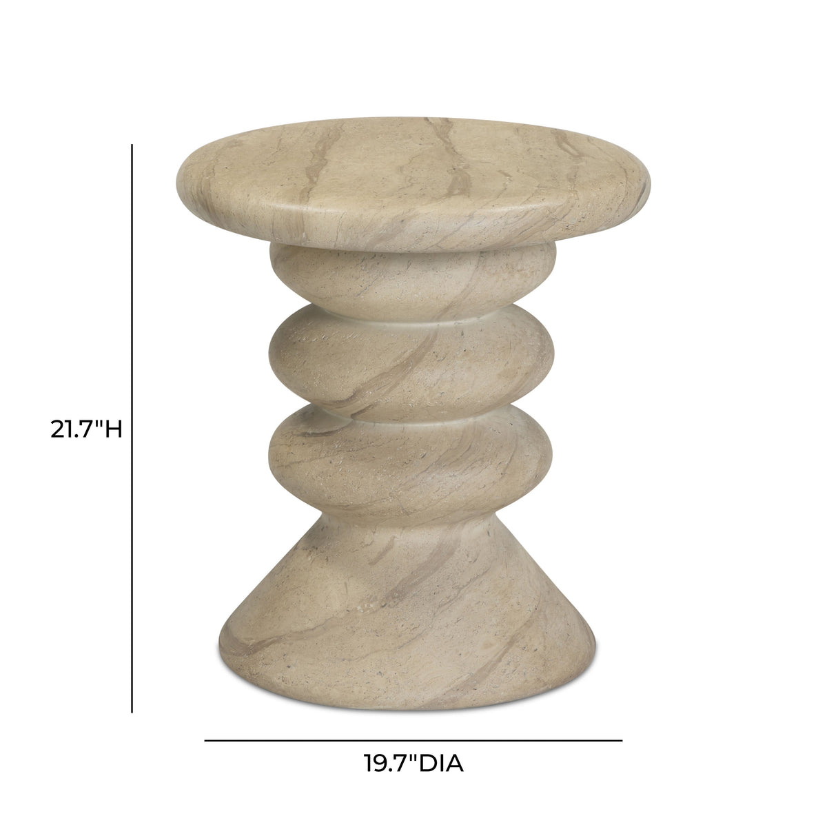 TOV Furniture Hyre Faux Travertine Concrete Indoor/Outdoor Side Table