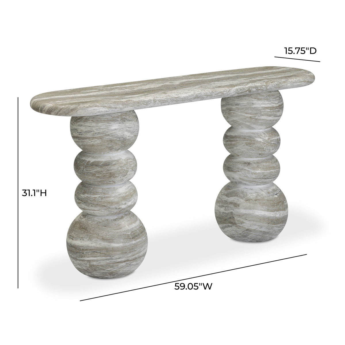 TOV Furniture Hyre Faux Stone Concrete Indoor/Outdoor Console Table