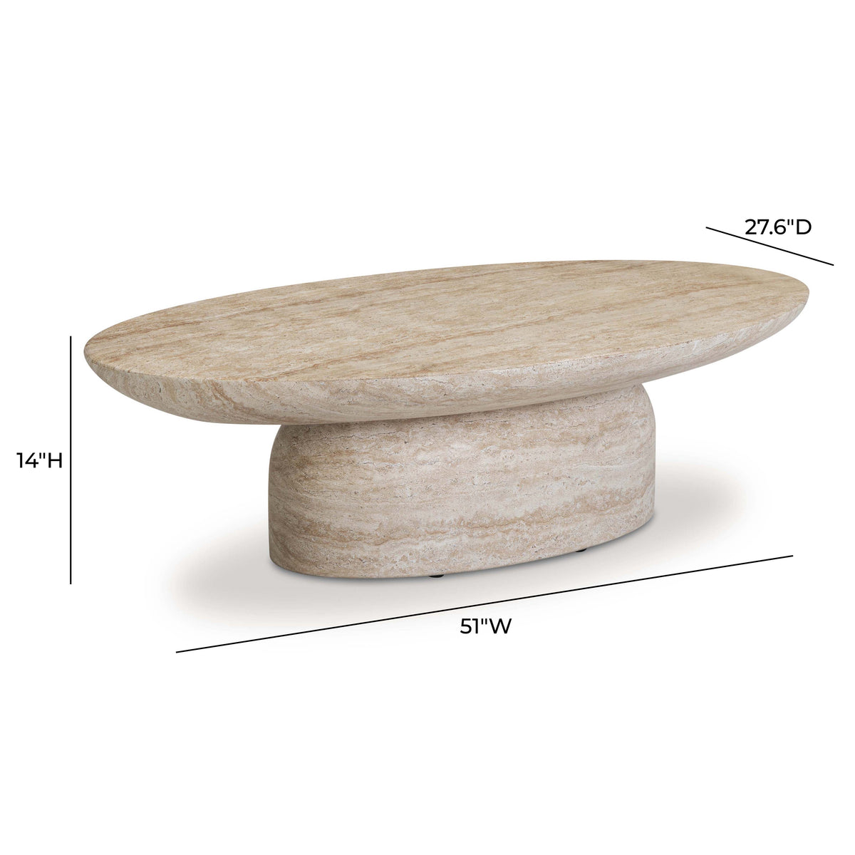 TOV Furniture Sonia Faux Travertine Concrete Indoor/Outdoor Coffee Table