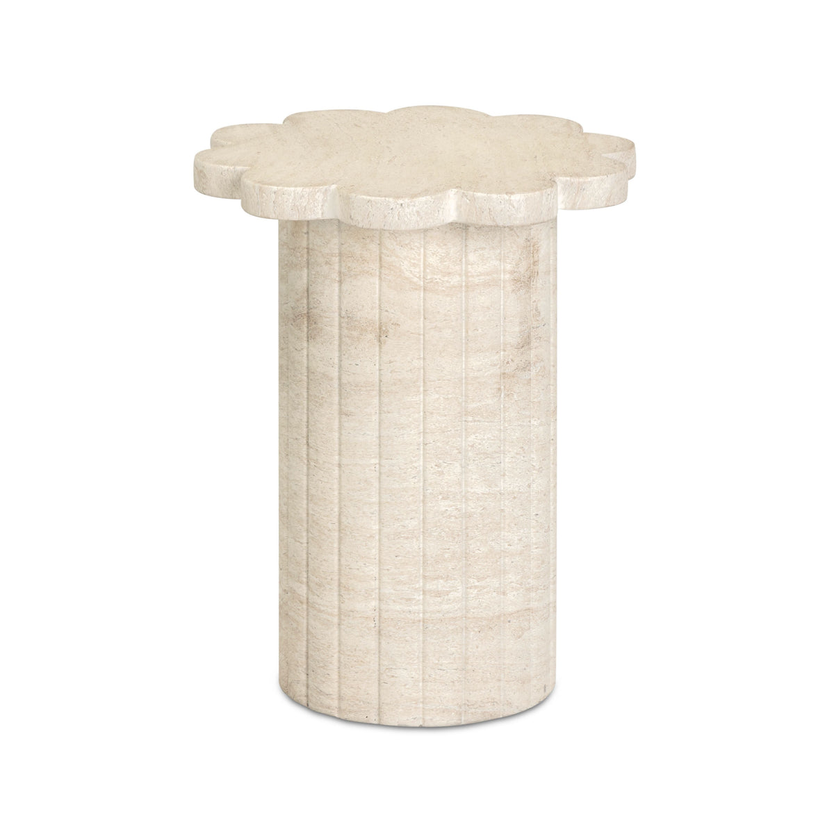TOV Furniture Blossom Faux Travertine Concrete Indoor/Outdoor Side Table