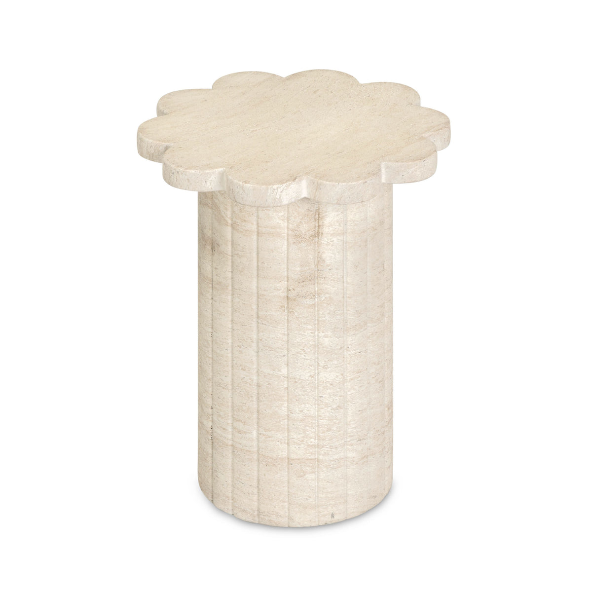 TOV Furniture Blossom Faux Travertine Concrete Indoor/Outdoor Side Table