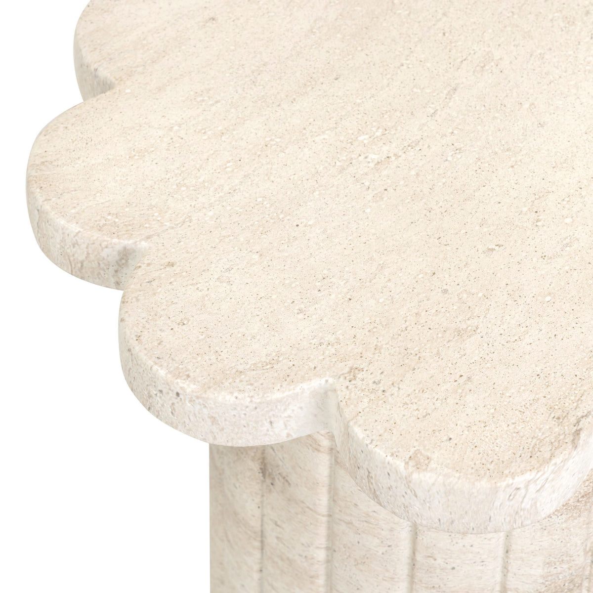 TOV Furniture Blossom Faux Travertine Concrete Indoor/Outdoor Side Table